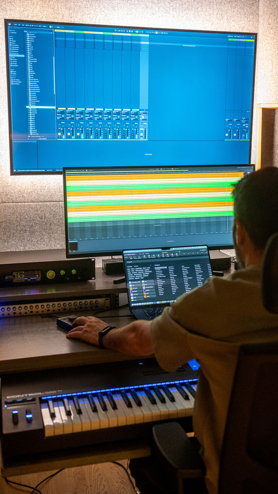 John Valasis' audio setup (including the Prism Sound Atlas) at Athens Film Studio